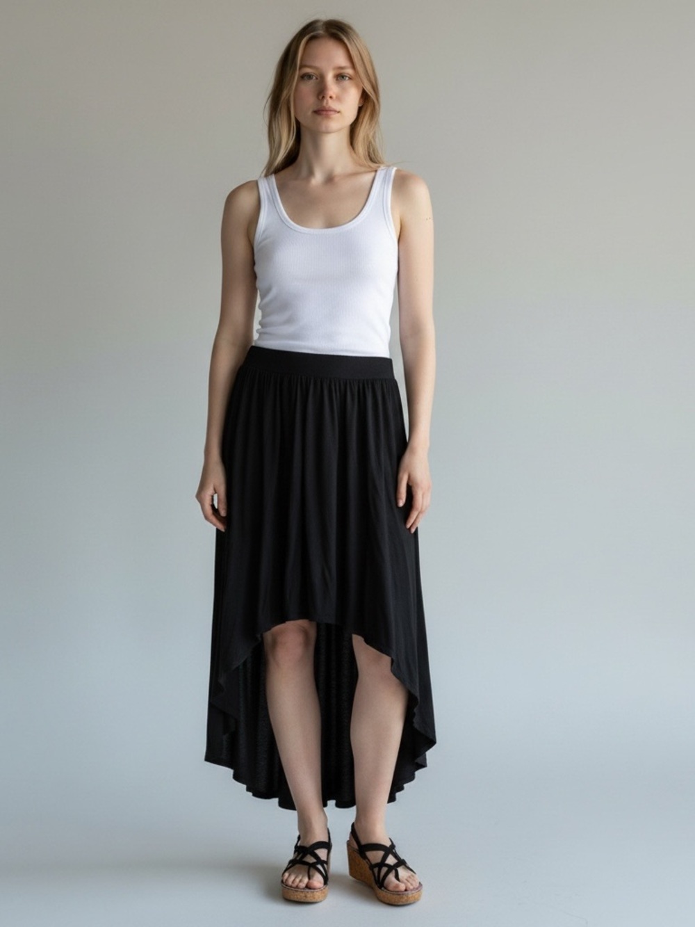LC Lauren Conrad Black High-Low Skirt